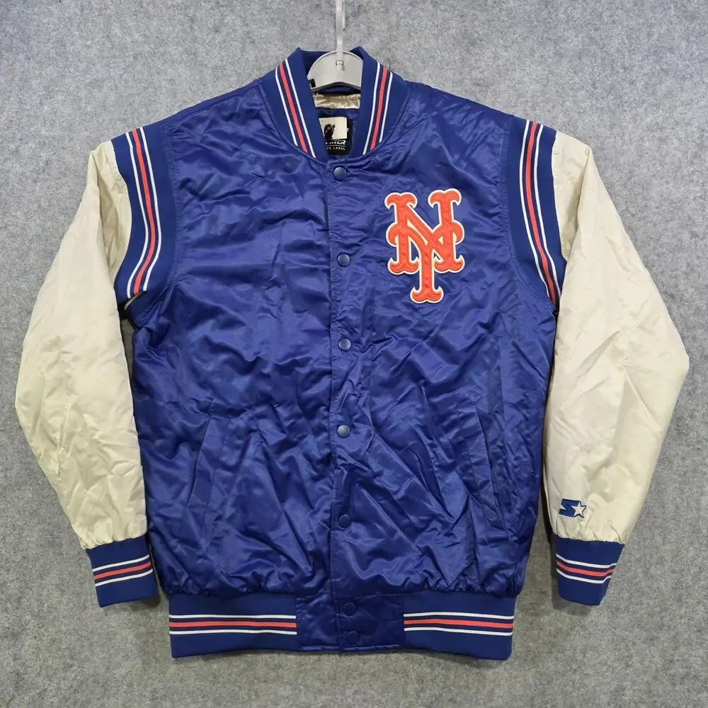 VTG New York Mets Jacket Mens Medium Blue‎ MLB Baseball Satin Varsity Starter